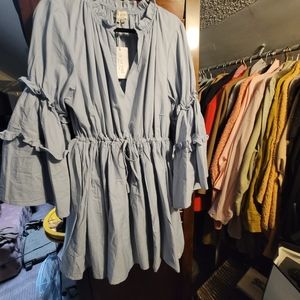 Volume Sleeve Smock Dress